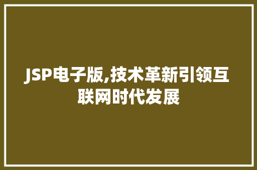 JSP电子版,技术革新引领互联网时代发展 网站开发
