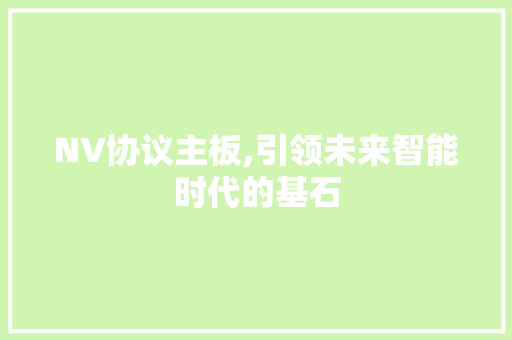 NV协议主板,引领未来智能时代的基石 AI技术学习