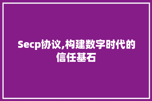 Secp协议,构建数字时代的信任基石