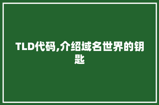 TLD代码,介绍域名世界的钥匙