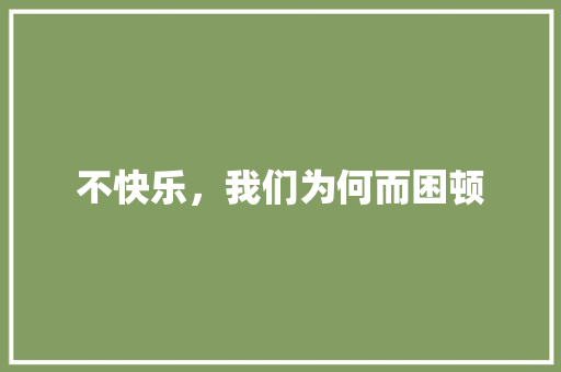 不快乐，我们为何而困顿
