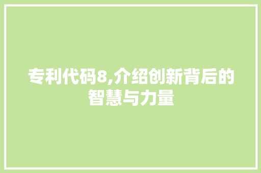 专利代码8,介绍创新背后的智慧与力量