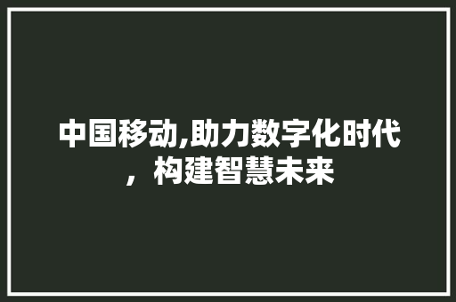中国移动,助力数字化时代，构建智慧未来