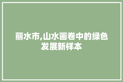 丽水市,山水画卷中的绿色发展新样本