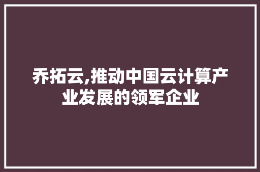 乔拓云,推动中国云计算产业发展的领军企业 网站开发