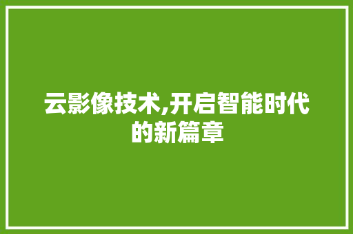 云影像技术,开启智能时代的新篇章