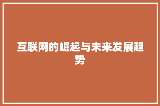 互联网的崛起与未来发展趋势 seo技术