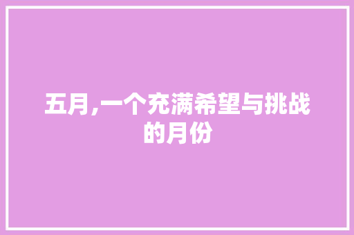 五月,一个充满希望与挑战的月份 AI技术学习