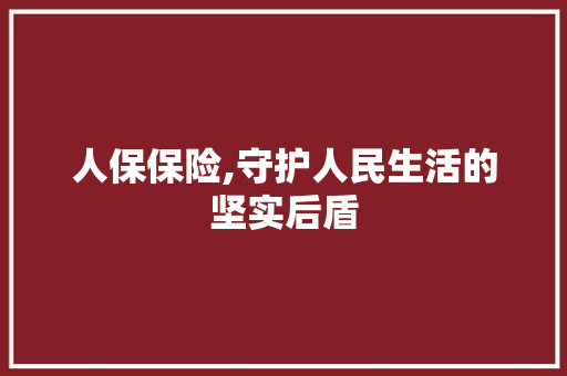 人保保险,守护人民生活的坚实后盾