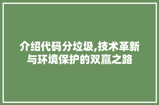 介绍代码分垃圾,技术革新与环境保护的双赢之路 seo技术