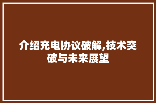 介绍充电协议破解,技术突破与未来展望
