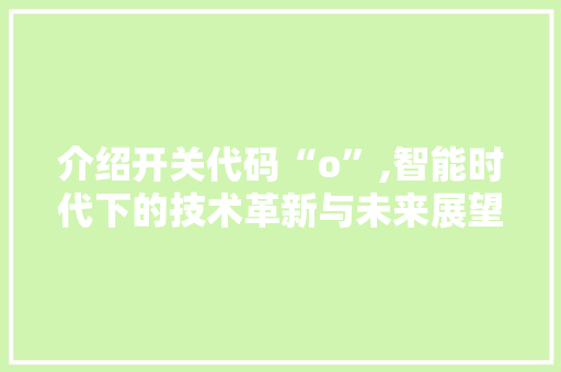 介绍开关代码“o”,智能时代下的技术革新与未来展望