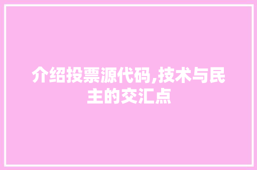 介绍投票源代码,技术与民主的交汇点