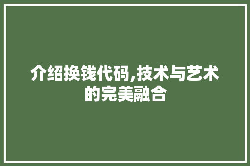 介绍换钱代码,技术与艺术的完美融合