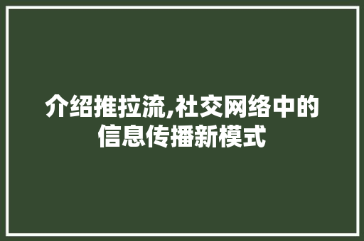 介绍推拉流,社交网络中的信息传播新模式 头条优化