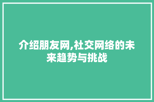 介绍朋友网,社交网络的未来趋势与挑战