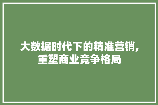 大数据时代下的精准营销,重塑商业竞争格局 百度算法