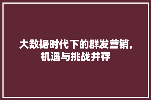 大数据时代下的群发营销,机遇与挑战并存 英文谷歌算法