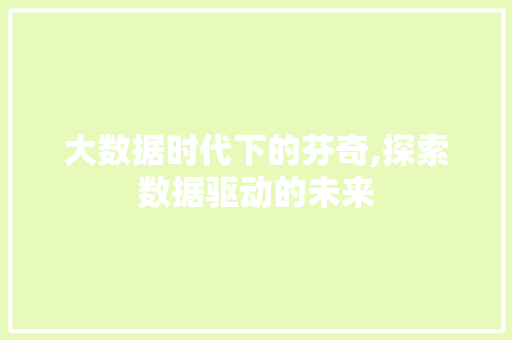 大数据时代下的芬奇,探索数据驱动的未来 360搜优化