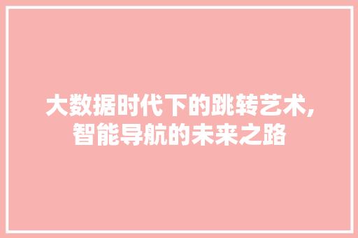 大数据时代下的跳转艺术,智能导航的未来之路 AI技术学习