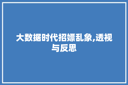大数据时代招嫖乱象,透视与反思