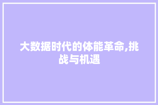 大数据时代的体能革命,挑战与机遇