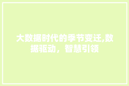 大数据时代的季节变迁,数据驱动，智慧引领