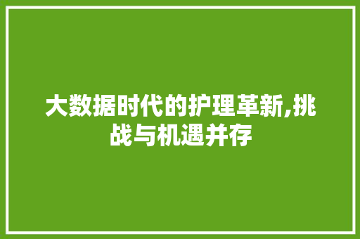 大数据时代的护理革新,挑战与机遇并存