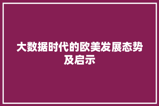 大数据时代的欧美发展态势及启示 AI技术学习