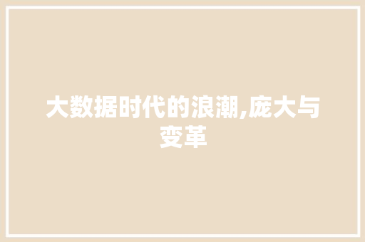 大数据时代的浪潮,庞大与变革 seo技术