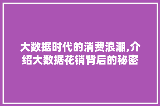 大数据时代的消费浪潮,介绍大数据花销背后的秘密 头条优化