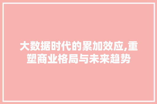 大数据时代的累加效应,重塑商业格局与未来趋势 头条优化