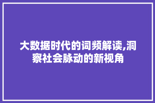 大数据时代的词频解读,洞察社会脉动的新视角 AI技术学习