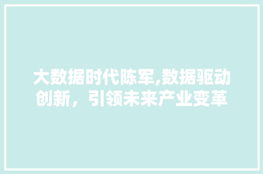 大数据时代陈军,数据驱动创新，引领未来产业变革