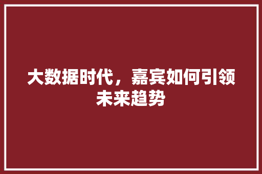 大数据时代，嘉宾如何引领未来趋势 网站开发