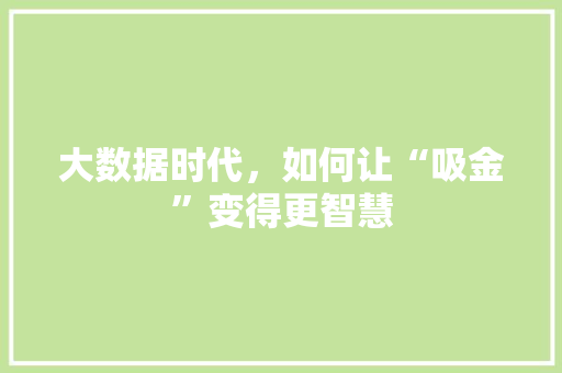 大数据时代，如何让“吸金”变得更智慧 头条优化