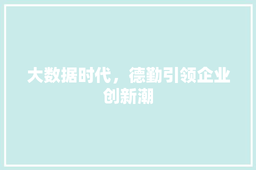 大数据时代，德勤引领企业创新潮 百度算法