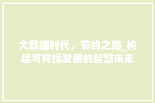 大数据时代，节约之路_构建可持续发展的智慧未来 英文谷歌算法