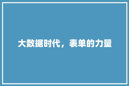 大数据时代，表单的力量 网站开发