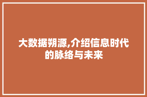 大数据朔源,介绍信息时代的脉络与未来 英文谷歌算法