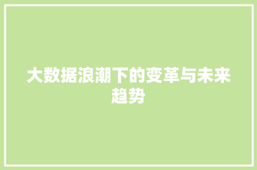 大数据浪潮下的变革与未来趋势 头条优化