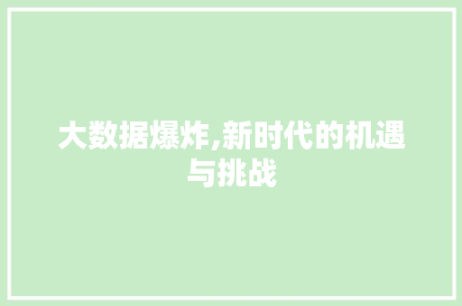 大数据爆炸,新时代的机遇与挑战