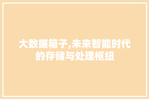 大数据箱子,未来智能时代的存储与处理枢纽 小程序开发