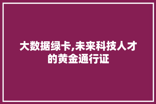大数据绿卡,未来科技人才的黄金通行证