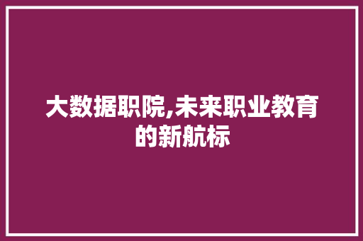大数据职院,未来职业教育的新航标 360搜优化