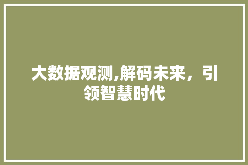 大数据观测,解码未来，引领智慧时代