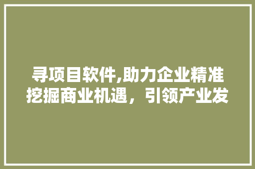 寻项目软件,助力企业精准挖掘商业机遇，引领产业发展新潮流