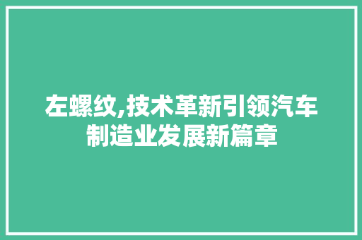 左螺纹,技术革新引领汽车制造业发展新篇章