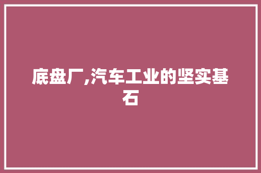 底盘厂,汽车工业的坚实基石