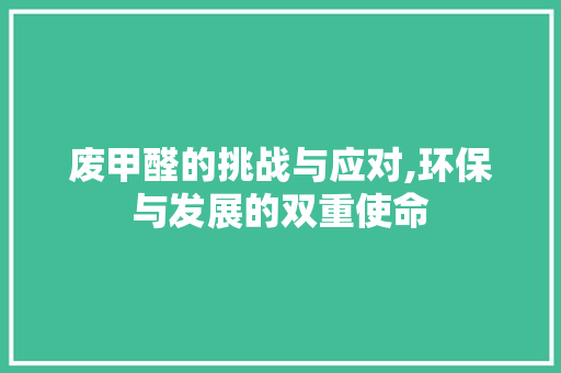 废甲醛的挑战与应对,环保与发展的双重使命 网站优化